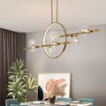 Bubi 10-Light Gold Modern Kitchen Island Light for Dining Room with Glass Globe Shade