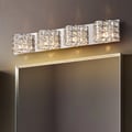 Modern Clear Crystals 4-Light Bath Vanity Wall Light in Polished Chrome