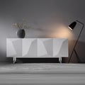 70.9" Modern Wood Sideboard and Buffets White with 4 Doors Adjustable Shelves