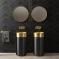Gold & Black Modern Luxury Round Stainless Steel Sink Pedestal Sink Freestanding