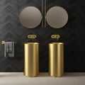 Gold Modern Luxury Round Stainless Steel Freestanding Bathroom Basin Pedestal Basin