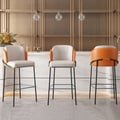 Linenic Series Set of 4 Modern PU Leather Bar Stools with Upholstery Orange