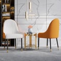 Darg Series Set of 2 Modern Dining Chairs with PU Leather Upholstery White and Orange