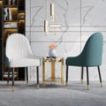 Darg Modern PU Leather (Set of 2) Dining Chairs in White & Green with Metal Legs