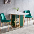 Fabled Series Set of 2 Modern Dining Chairs with Velvet Upholstery Green