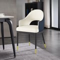 Modern White & Blue Upholstered Dining Chair Open Back Arm Chair (Set of 2)