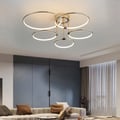 5-Lgiht Circle Semi Flush Mount Light Metal Led Chandelier in Gold
