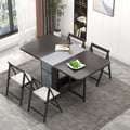 1500mm Modern Grey Rectangle Folding Wood Dining Table Set with Chair 5 Pieces