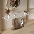 47" Narrow Console Table White Sintered Stone Top & Half-Moon Carbon Steel Base