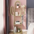Gold Nightstand Shelf Metal Cactus Shape Bedside Shelves Modern Wall Decor Bedroom