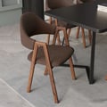 Set of 4 Modern Dining Chairs with Linen Upholstery Brown