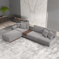 126" L-Shaped Modular Velvet Sectional with Chaise & Ottoman