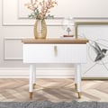 Modern White Nightstand Contemporary Wood Nightstand Bedside Table with Drawer in Gold