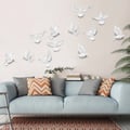 6 Pieces White Resin Flocking Birds Wall Decor Set for Living Room - DIY Combination