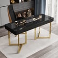 2-Drawers Black Office Desk 1600mm Modern Writing Desk Gold Tripod Base Stainless Steel