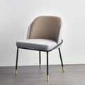 Set of 2 Modern Dining Chairs with PU Leather and Linen Upholstery Gray