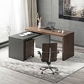 Modern Rotatable L-Shaped Executive Desk with Movable File Cabinet (59.8" )