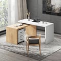 Modern Rotatable L-Shaped Executive Desk with Movable File Cabinet (59.8" )