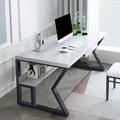 47" White Rectangular Writing Desk Computer Desk with Shelf & Drawer