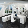 Chicent White L-shaped Modern Computer Desk with Cabinet Left Hand (70.9'')