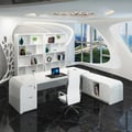 Chicent White L-shaped Modern Executive Desk with Ample Storage Right Hand (1600mm)