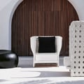 All-Weather White Patio Club Chair Rattan Outdoor Club Chair with Cushion & Pillow