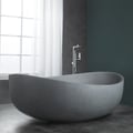 63" Industrial Oval Freestanding Cement Soaking Bathtub Gray