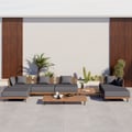 8 PiecesTeak & Aluminum & Rattan Outdoor Sectional Sofa Set with Coffee Table