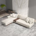126" L-Shaped Modular Leather Sectional with Chaise & Ottoman