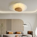Minimalist LED White Flush Mount Ceiling Light Metal Acrylic and Wood