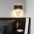 Postodern Half-Circle Wall Sconce 2- Light Tiered Wall Lighting with Crystal Shade
