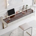 1200mm Leather Floating Tempered Glass Top Makeup Vanity