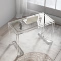 Savea 160cm Modern Clear Tempered Glass Straight Desk