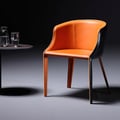 Modern Dining Chairs with Saddle Leather Upholstery Orange