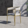Gray Modern Dining Chair Velvet Upholstered Accent Arm Chair with Gold Leg
