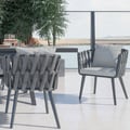 Set of 2 Hand Woven Rope Outdoor Patio Dining Chair with Cushions in Gray