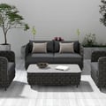 Martic Modern Aluminum & Rope & Sintered Stone Top Outdoor Patio Coffee Table in Black