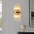 Striaged 2-Light Gold Glass Wall Sconce Metal Vanity Wall Light for Bathroom