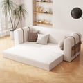 87" Modern White Boucle 3-Seater Sofa Upholstered   Convertible  with Side Storage