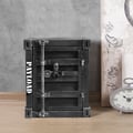 Ctainer Industrial Black Nightstand End Table with Storage & Shelf with Metal Frame