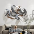 47.2" Large Modern 3D Metal Wall Decor Abstract Geometric Overlapping Art Living Room