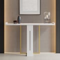 1000mm Narrow Console Table for Entryway Foyer White Solid Wood & Gold Metal in Small