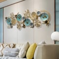 1200mmW*470mmH 3D Lotus Leaves Wall Decor Home Luxury Metal Wall Art