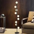 Modern LED Black 9-Light Tree Floor Lamp White Glass Globe