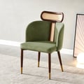 Set of 2 Mid-Century Modern Dining Chairs with Velvet Upholstery Green