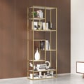 2000mm Modern Black & Gold Etagere Bookshelf Display 8-Shelf Book Shelf Rich Storage