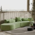109" 2-Piece Curved Velvet Sectional Sofa with Pillows