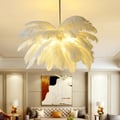 Loftus Art Deco 5-Light Chandelier White Feather Pendant Light LED Lamp Living Room