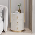 Sintered Stone Top 3-Drawer Round Velvet Nightstand
