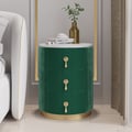 Sintered Stone Top 3-Drawer Round Velvet Nightstand